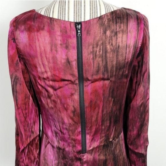 Alice + Olivia Small Silk shift burgundy dress - Picture 6 of 9